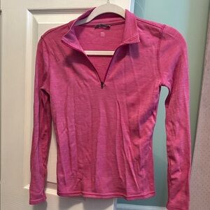 Smartwool Women's Vibrant Pink Long Sleeve Quarter-Zip Top